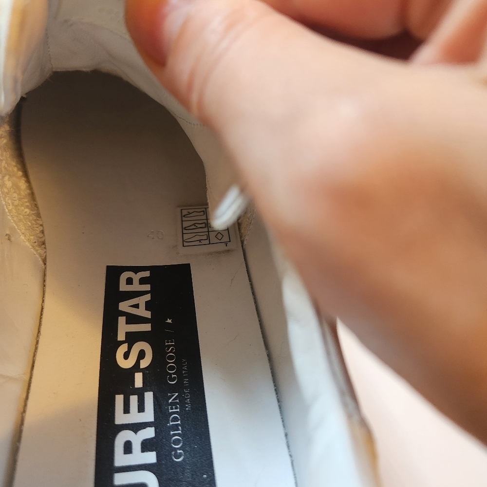 Golden Goose optic white sneakers size 40 BNWB some yellowing of leather - Picture 7 of 13